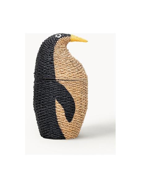 Panier de rangement pingouin Nena, Herbe Bankuan, Noir, beige, jaune, Ø 37 cm