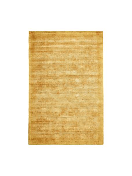 Handgeweven viscose vloerkleed Jane, Onderzijde: 100% katoen Het in dit pr, Mosterdgeel, B 200 x L 300 cm (maat L)
