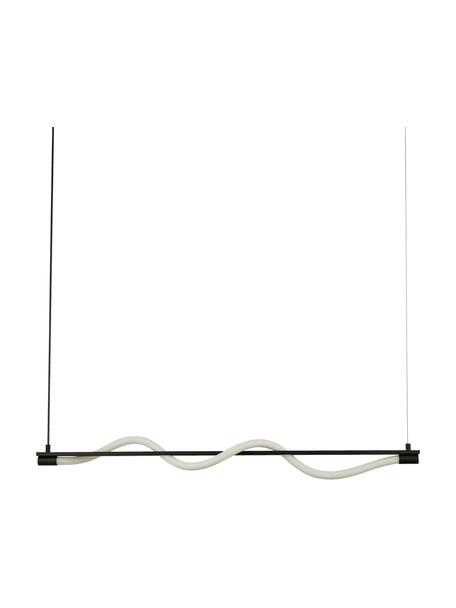 Grote LED hanglamp Serpent in zwart, Lampenkap: silicone, Baldakijn: gecoat metaal, Zwart, wit, B 100 x H 122 cm