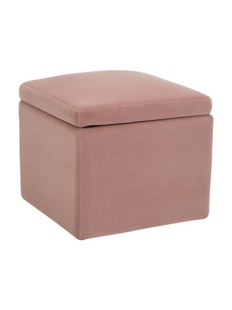 Samt-Hocker Winou mit Stauraum, Bezug: Samt (Polyester) Der hoch, Korpus: Sperrholz, Metall, Samt Rosa, B 50 x H 48 cm