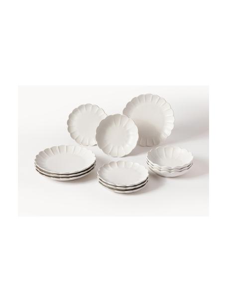 Set 12 piatti per 4 persone Sabina, Gres, Bianco latte, Set in varie misure