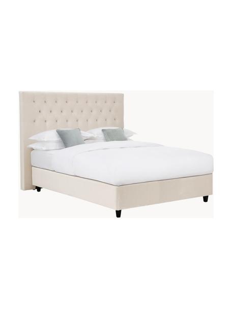 Premium sametová kontinentální postel Phoebe, Béžová, Š 140 cm, D 200 cm, stupeň tvrdosti H2