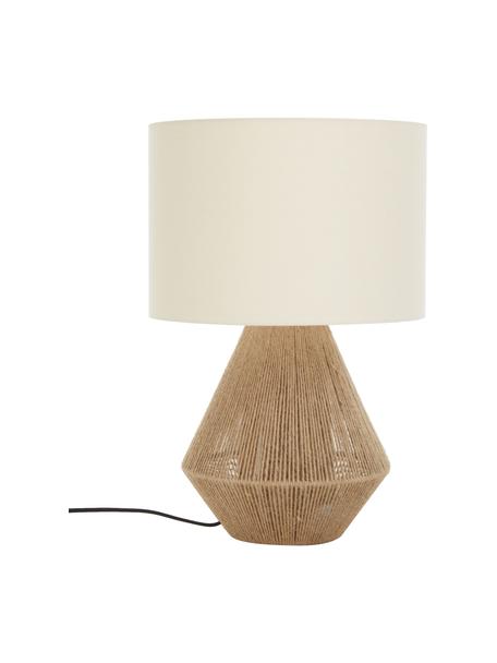 Tafellamp Cecillia van jute, Lampvoet: metaal, jute, Fitting: gepoedercoat metaal, Lampenkap: textiel, Lichtbruin, wit, Ø 32 x H 48 cm