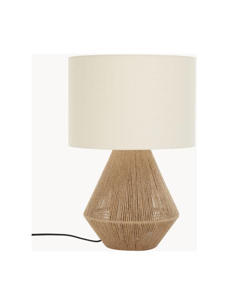 Lampada da tavolo in juta Cecillia, Paralume: tessuto, Marrone, bianco, Ø 32 x Alt. 48 cm