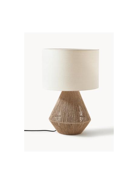 Stolní lampa z juty Cecillia, Hnědá, bílá, Ø 32 cm, V 48 cm