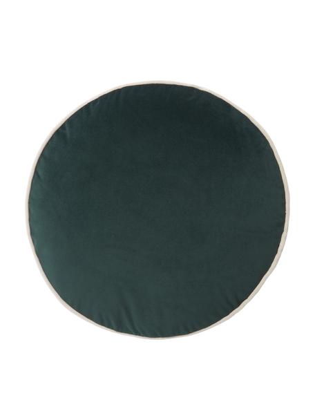Kulatý sametový polštář Dax, 100 % polyesterový samet, Slonová kost, zelená, Ø 40 cm