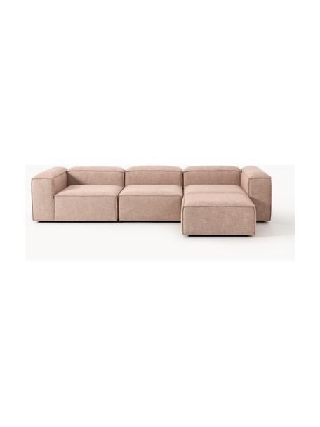 Modulares Sofa Lennon (4-Sitzer) aus Leinen-Mix mit Hocker (links/rechts), Bezug: 50 % Viskose, 25 % Leinen, Gestell: Fichtenholz, Sperrholz, m, Füße: Kunststoff Dieses Produkt, Leinen-Mix Rostrot, B 329 x T 207 cm