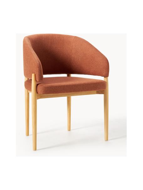 Silla con reposabrazos Nemo, Tapizado: 100% poliéster Alta resis, Estructura: madera de fresno pintada, Tejido terracota, madera de fresno clara, An 63 x F 55 cm