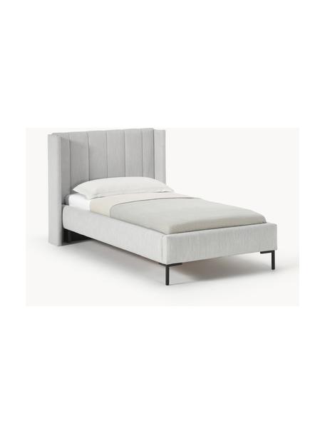 Łóżko tapicerowane Dusk, Tapicerka: 100% poliester (tkanina s, Korpus: lite drewno sosnowe z cer, Nogi: metal malowany proszkowo, Jasnoszara tkanina, S 90 x D 200 cm
