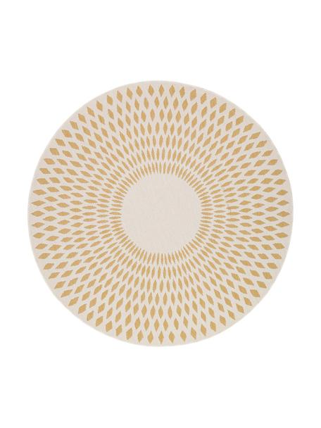 Tapis rond d'extérieur aspect sisal Diamond, 100 % polypropylène, Jaune, blanc crème, Ø 160 cm (taille L)