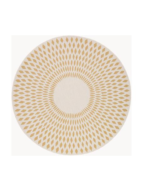 Tapis rond d'extérieur aspect sisal Diamond, 100 % polypropylène, Jaune, blanc crème, Ø 160 cm (taille L)