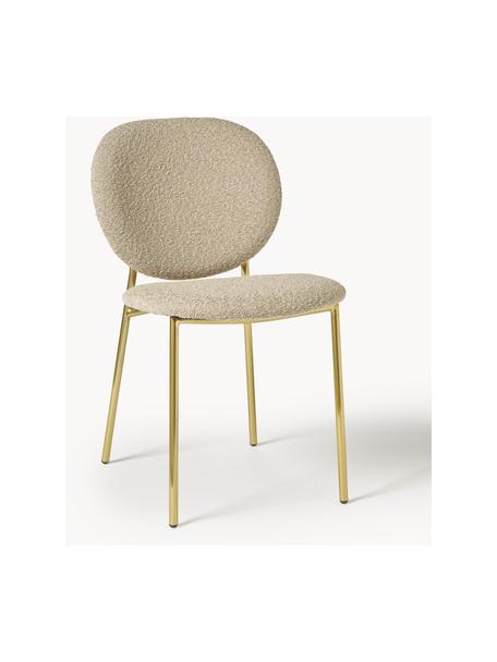 Bouclé-Polsterstühle Ulrica, 2 Stück, Bezug: Bouclé (100 % Polyester) , Beine: Metall, beschichtet, Bouclé Hellbeige, Goldfarben, B 47 x T 61 cm