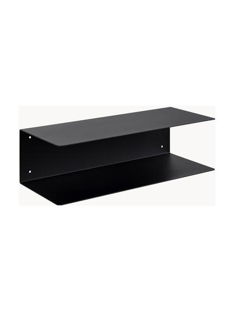 Comodino da parete in metallo Neptun 2 pz, Metallo verniciato a polvere, Nero, Larg. 50 x Alt. 14 cm