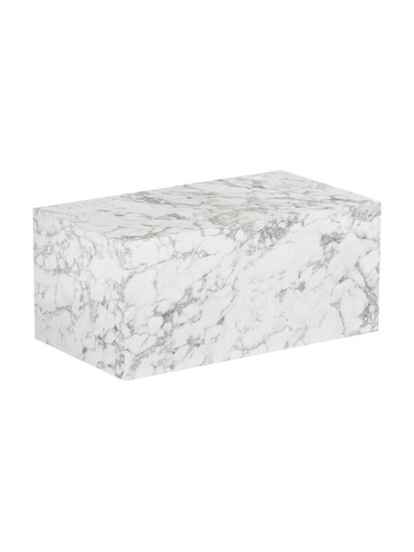 Table basse aspect marbre Lesley, Panneau en fibres de bois à densité moyenne (MDF), enduit feuille mélaminée, Blanc, marbré, larg. 90 x prof. 50 cm