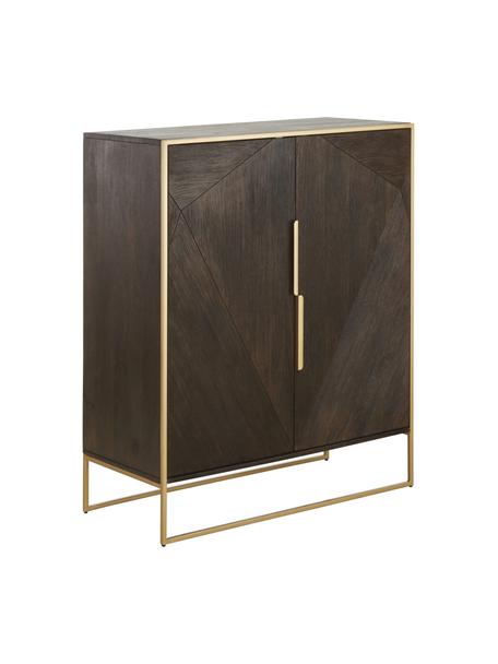 Dressoir Harry van massief mangohout, Frame: massief gelakt mangohout, Mangohout, goudkleurig, B 100 cm x H 120 cm