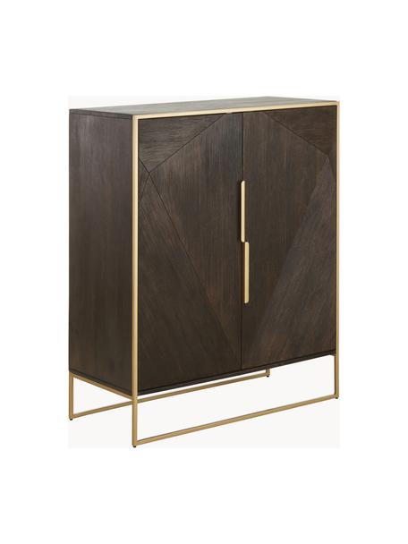 Highboard Harry van massief mangohout, Frame: massief gelakt mangohout, Mangohout, goudkleurig, B 100 cm x H 120 cm