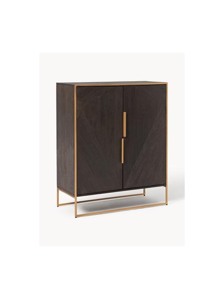 Credenza alta in legno di mango massiccio Harry, Legno di mango, dorato, Larg. 100 x Alt. 120 cm