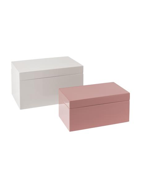 Aufbewahrungsboxen-Set Kylie, 2-tlg., Mitteldichte Holzfaserplatte (MDF), Hellgrau, Rosa, Set mit verschiedenen Größen