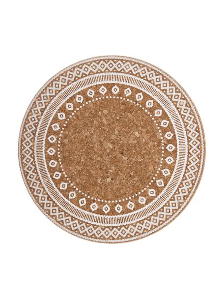 Gemusterte Kork-Topfuntersetzer Oasis, 2 Stück, Kork, Weiss, Kork, Ø 20 x H 2 cm