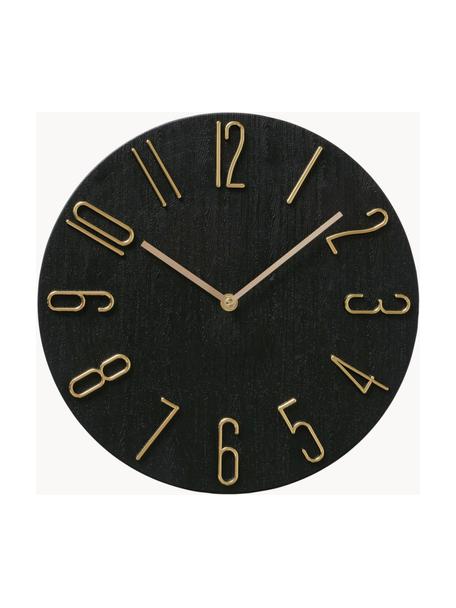 Horloge murale Tempo, Plastique, Noir, doré, Ø 30 cm
