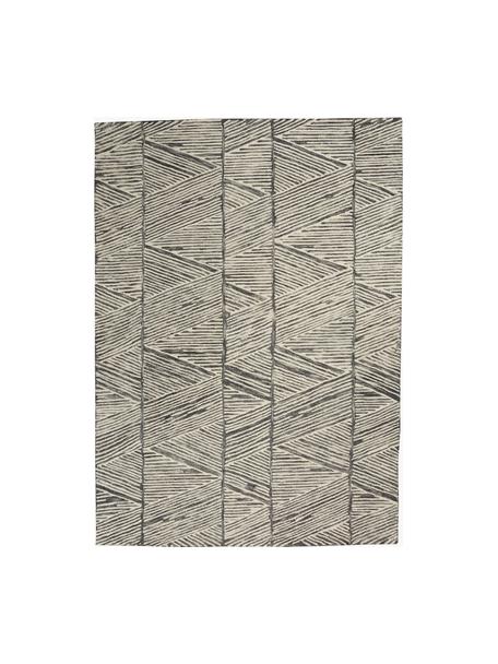 Ręcznie tkany dywan z wełny Colorado, 100% wełna

Włókna dywanów wełnianych mogą nieznacznie rozluźniać się w pierwszych tygodniach użytkowania, co ustępuje po pewnym czasie, Kremowobiały, ciemny szary, S 160 x D 220 cm (Rozmiar M)