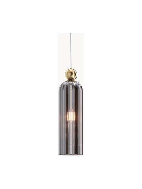 Lampada a sospensione piccola Antic, Paralume: vetro, Grigio scuro, dorato, Ø 10 x Alt. 38 cm