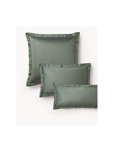 Taie d'oreiller en satin de coton Premium, Vert foncé, larg. 65 x long. 65 cm