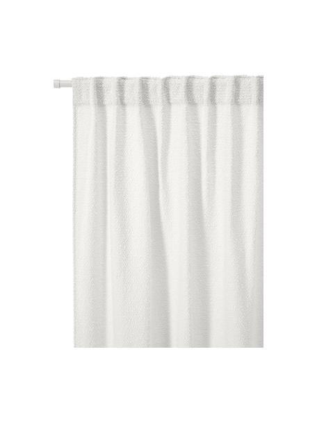 Cortinas opacas en tejido bouclé Bellamie, 2 uds, Bouclé (85% poliéster, 15% acrílico), Blanco crema, An 135 x L 260 cm