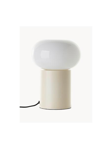 Lámpara de mesa pequeña Deany, Pantalla: vidrio, Cable: forro textil, Tonos blancos, Ø 20 x Al 27 cm