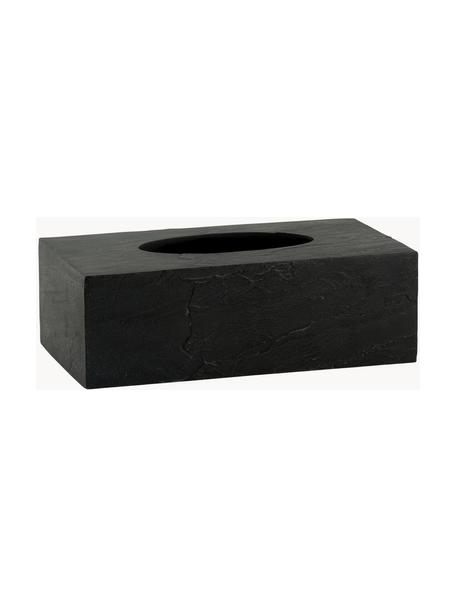 Kosmetiktuchbox Slate in Schiefer-Optik, Polyresin in Schiefer-Optik, Schwarz, B 26 x T 14 cm