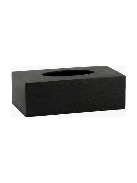 Pudełko na chusteczki o wyglądzie kamienia Slate, Poliresing o wyglądzie kamienia, Czarny, S 26 x G 14 cm