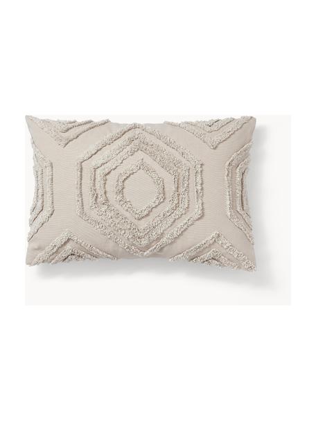 Katoenen perkale kussenhoes Faith met getufte decoratie, Katoen, Beige, B 40 x L 60 cm