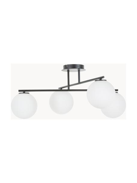 Plafonnier en verre opalescent Atlanta, Blanc, noir, larg. 65 x haut. 30 cm