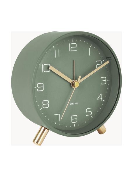 Despertador Lofty, Metal pintado, Verde oscuro, dorado, Ø 11 x F 5 cm