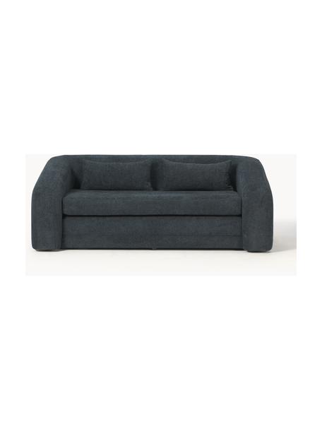 Sofá cama de borreguillo bouclé Eliot (2 plazas), Tapizado: tejido borreguillo bouclé, Estructura: madera aglomerada, madera, Patas: plástico Este producto es, Borreguillo bouclé gris antracita, An 180 x F 100 cm