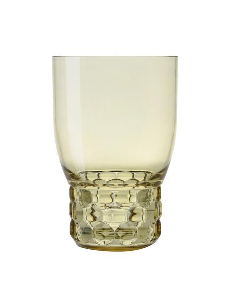 Bicchieri acqua con motivo strutturato Jellies 4 pz, Plastica, Verde chiaro trasparente, Ø 9 x Alt. 13 cm, 460 ml