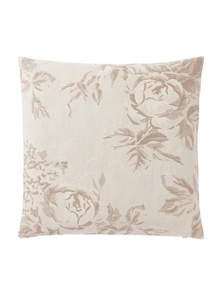 Funda de cojín de algodón jacquard Breight, 100% algodón, Marrón, beige, An 50 x L 50 cm
