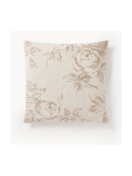 Housse de coussin 50x50 coton motif jacquard Breight, 100 % coton, Brun, beige, larg. 50 x long. 50 cm