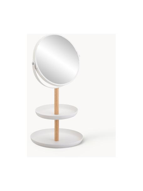 Miroir grossissant de salle de bain Tosca, Blanc, bois clair, larg. 18 x haut. 33 cm