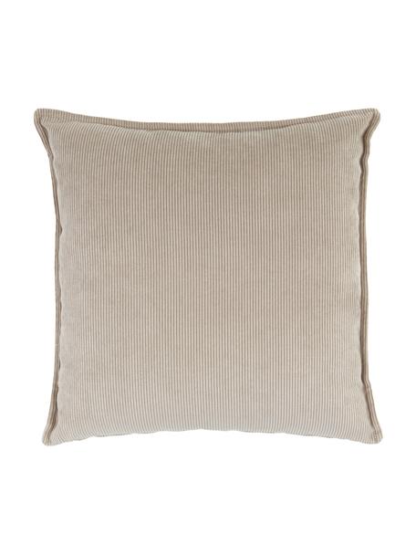 Cuscino arredo in velluto a coste Lennon, Rivestimento: velluto a coste (92% poli, Velluto a coste beige, Larg. 60 x Lung. 60 cm