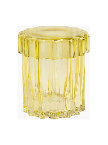 Ręcznie wykonany pojemnik do przechowywania ze szkła Astral, Szkło, Żółty, Ø 13 x W 15 cm