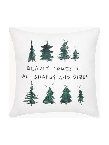 Design kussenhoes Beauty van Kera Till, 100% katoen, Crèmewit, groen, B 40 x L 40 cm