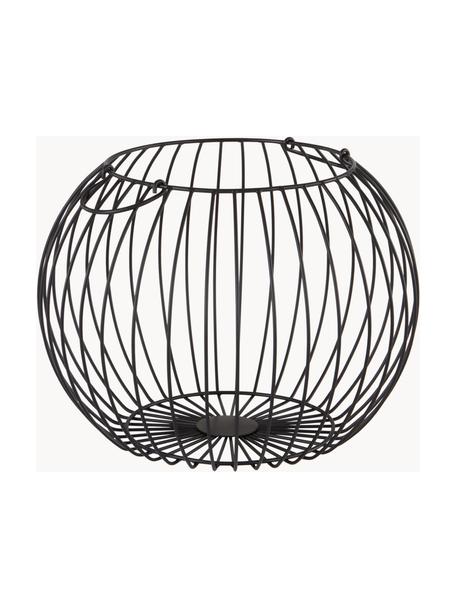 Handgemaakte opbergmand Carla, Gecoat ijzer, Zwart, Ø 46 x H 35 cm