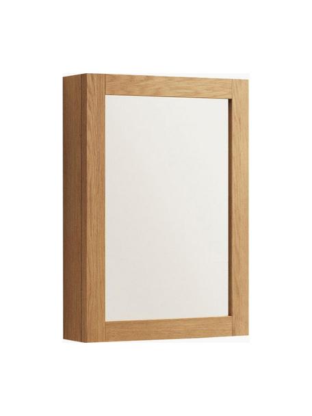 Koupelnová nástěnná skříňka se zrcadlem Plubia, Teakové dřevo, zrcadlové sklo, Š 50 cm, V 70 cm