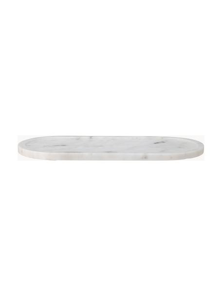 Plateau de service en marbre Emmaluna, Marbre, Blanc, marbré, larg. 46 x long. 20 cm