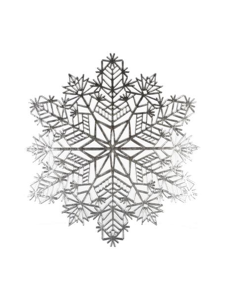 Sneeuwvlok placemats Snowflake in zilver, set van 2, Kunststof (PCV), Zilverkleurig, Ø 38 cm