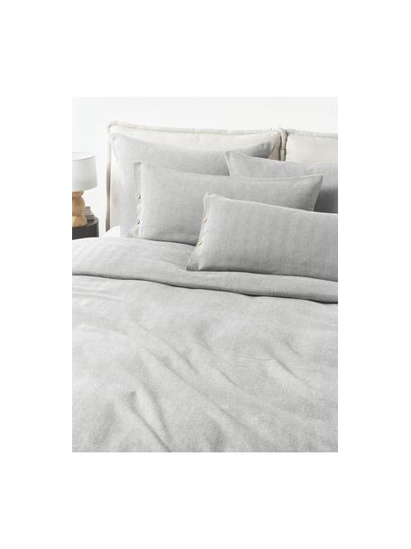 Flanell-Bettdeckenbezug Wanda mit Fischgrätenmuster, Webart: Flanell Fadendichte 89 TC, Hellgrau, B 135 x L 200 cm