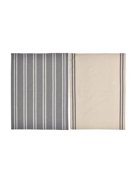 Súprava pruhovaných bavlnených utierok Soft Tools, 2 diely, 100 %  bavlna, Sivá, béžová, Š 50 x D 70 cm