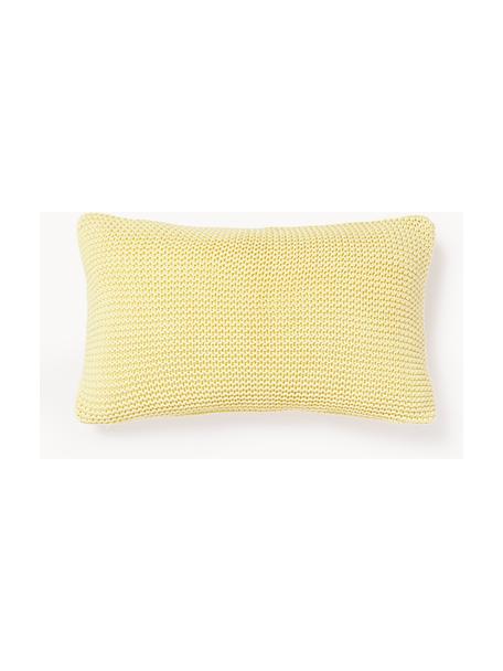 Housse de coussin rectangulaire jaune en tricot Adalyn, 100 % coton bio, certifié GOTS, Jaune clair, larg. 30 x long. 50 cm