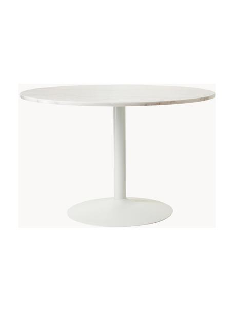 Ovale marmeren eettafel Miley, 120 x 90 cm, Tafelblad: marmer, Frame: gepoedercoat metaal, Wit, gemarmerd, B 120 x D 90 cm